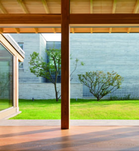 wooden floors and ceiling at a residential terrace in South Korea