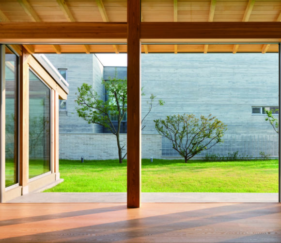 wooden floors and ceiling at a residential terrace in South Korea