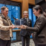 Chief Lynda Price, Board Director with the B.C. Assembly of First Nations and Chief with the Ulkatcho First Nation exchanged gifts with Port Plus project site host